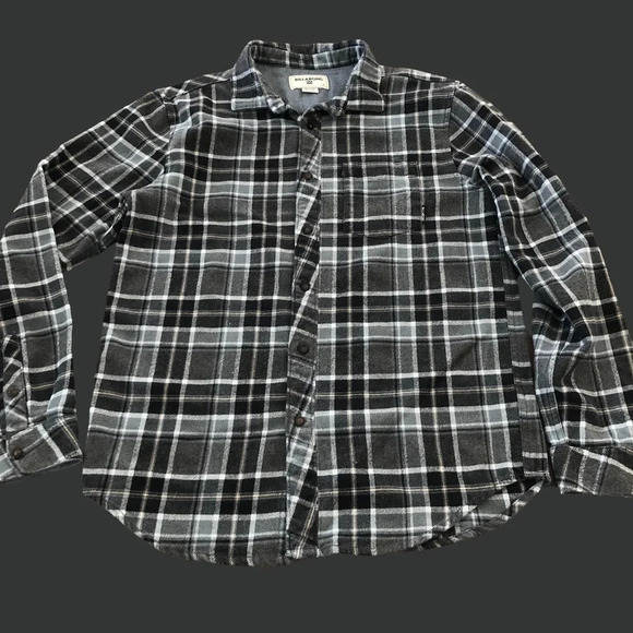 Billabong Mens Medium Heavy Gray Flannel Button Up Shirt Thick Cotton blend - Picture 1 of 5